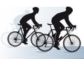 Silhouetted cyclists Royalty Free Stock Photo