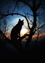 Silhouetted Feline: A Moonlit Tale of a Cat\'s Tree Branch Watcht