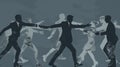 Silhouetted figures in motion: dynamic interaction and movement