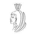 Silhouetted by a girl on whose head a flower in the form of a crown flaunts. Royalty Free Stock Photo