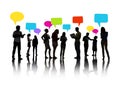 Silhouetted group of people speech bubbles concept Royalty Free Stock Photo