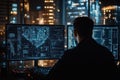 A Hacker Working on a Computer with Code on the Screen