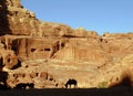 A silhouetted horse stands in the midst of Petra outside Wadi Musa Jordan Royalty Free Stock Photo
