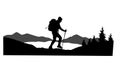 Silhouetted Low Poly Hiker in Forest, Adventure, vector design Generative AI Royalty Free Stock Photo
