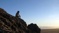 Silhouetted man on beach Royalty Free Stock Photo