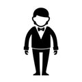 Silhouetted Man in Black Suit with Bow Tie. Vector