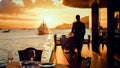 Silhouetted man enjoying sunset view. Royalty Free Stock Photo