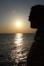 Silhouetted man and sea Royalty Free Stock Photo