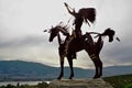 Silhouetted Native Sculpture in Osoyoos, British Columbia, Canada