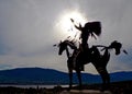 Silhouetted Native Sculpture in Osoyoos, British Columbia, Canada