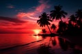 Silhouetted palm A tranquil beach scene with a palm tree Royalty Free Stock Photo