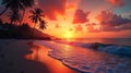 Silhouetted Paradise: Tropical Twilight Royalty Free Stock Photo