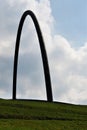 Silhouetted part of the large arches of the horizon observatory on the Hoheward heap. Designed to represent a modern take on