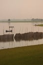 Silhouetted people U Bein Bridge , Amarapura, Mandalay , Myanmar Royalty Free Stock Photo