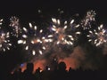 Silhouetted People Watching a Beautiful Fireworks Display Royalty Free Stock Photo