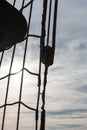 Silhouetted rigging of a tall ship or yacht Royalty Free Stock Photo