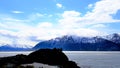 Silhouetted rock formation at Beluga Pt., Alaska