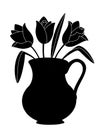 Silhouetted vase of flowers