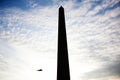 Silhouetted Washington Monument and Marine One Helicopter