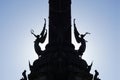 Silhouetted winged victories at Columbus monument in Barcelona