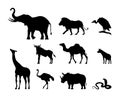 Silhouettes of African animals. Nature of Africa