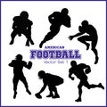 Silhouettes American football players isolated on the white