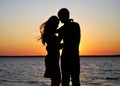 Silhouettes of amorous couple Royalty Free Stock Photo