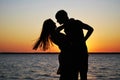 Silhouettes of amorous couple