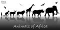 Silhouettes of animals of Africa. Vector illustration
