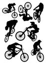 Silhouettes of athletes in Bicycle motocross bmx vector Royalty Free Stock Photo