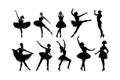 Silhouettes of ballet dancers set. Vector illustration desing Royalty Free Stock Photo