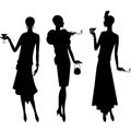 Silhouettes of beautiful girl 1920s style Royalty Free Stock Photo