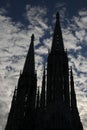 silhouettes of bell towers of Votive Church in Vienna Austria wi Royalty Free Stock Photo