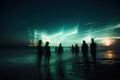 Silhouettes of blurred people at night, Psychedelic journey, near death experience - Generative AI