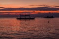 Silhouettes of boats in Moalboal, Cebu island, Philippin Royalty Free Stock Photo
