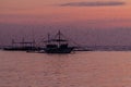 Silhouettes of boats in Moalboal, Cebu island, Philippin Royalty Free Stock Photo