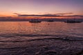 Silhouettes of boats in Moalboal, Cebu island, Philippin Royalty Free Stock Photo