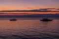 Silhouettes of boats in Moalboal, Cebu island, Philippin Royalty Free Stock Photo