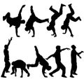 Silhouettes breakdancer on a white background. Vector illustration