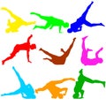 Silhouettes breakdancer on a white background. Vector illustration