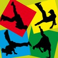 Silhouettes of breakdancers