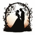 Romantic Silhouette Wedding Decorations Vector With White Background