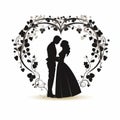 Romantic Caravaggesque Wedding Silhouette With Twisted Branches Royalty Free Stock Photo