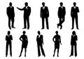 Silhouettes of business men and women