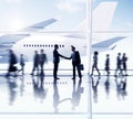 Silhouettes of Business People in the Airport Royalty Free Stock Photo
