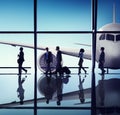 Silhouettes of Business People in the Airport Royalty Free Stock Photo