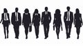 Silhouettes of business people created with Generative AI. Successful men and women.