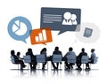 Silhouettes of Business People Discussing Business Issues Royalty Free Stock Photo