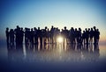 Silhouettes of Business People Gathering Outdoors Royalty Free Stock Photo