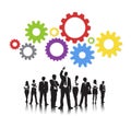 Silhouettes Business People Gears Team Support Concept Royalty Free Stock Photo